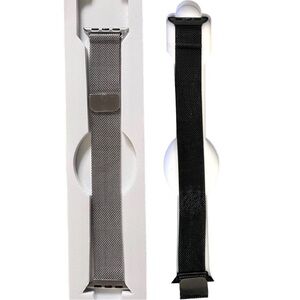 𝅺WATCHBANDS for Apple Watch Milanese Silver and Black 38 MM New With Box